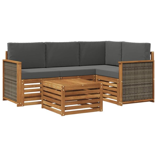 vidaXL Ensemble de canapés d'extérieur 5 Pièces Naturel et Anthracite
