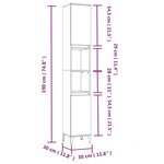 vidaXL Armoire de bain chêne fumé 30x30x190 cm bois d'ingénierie