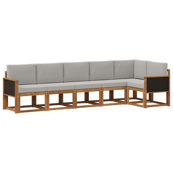vidaXL Ensemble de canapés d'extérieur 6 Pièces Naturel et gris clair