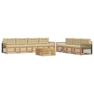 vidaXL Ensemble de canapés d'extérieur 8 pc Blanc et Beige Polyester