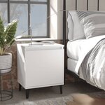 vidaXL Table de chevet avec pieds en métal blanc 40x30x50 cm