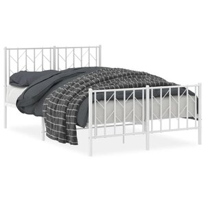 vidaXL Cadre de lit métal sans matelas et pied de lit blanc 120x190 cm