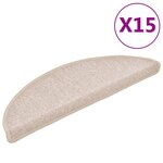 vidaXL Tapis d'escalier 15 pièces 56 x 17 x 3 cm Taupe Demi-rond