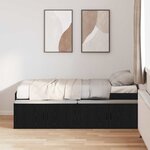 vidaXL Cadre de lit avec rangement Chêne noir 90 x 200 cm