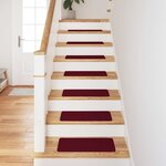 Tapis d'escalier vidaXL avec dos en latex Bordeaux 25x60 cm