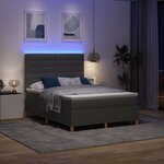 vidaXL Lit à ressort LED avec matelas Gris foncé 140 x 200 cm tissu