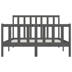vidaXL Cadre de lit Gris Bois massif 150x200 cm Très grand