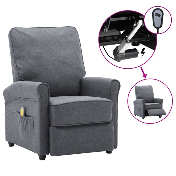 vidaXL Fauteuil électrique de massage Gris foncé Tissu