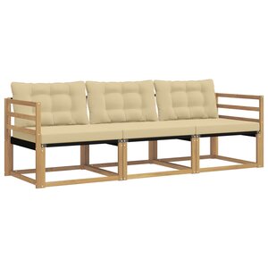 vidaXL Ensemble de canapés d'extérieur 3 pc Blanc et Beige