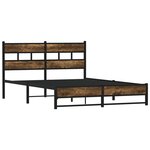 vidaXL Cadre de lit en métal sans matelas chêne fumé 135x190 cm