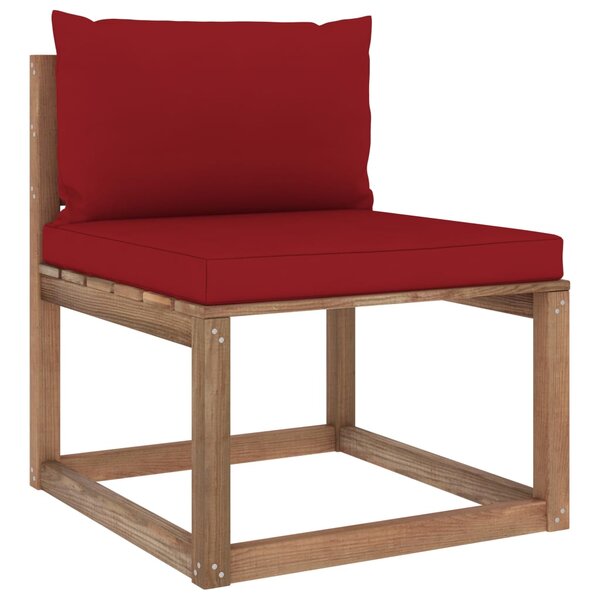 vidaXL Canapé de milieu palette de jardin avec coussins rouge bordeaux