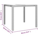 vidaXL Table de jardin plateau en verre Résine tressée verre trempé
