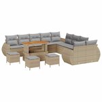 vidaXL Ensemble de canapé de jardin 14 Pièces beige et gris clair