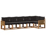 vidaXL Ensemble de canapés d'extérieur 6 Pièces Naturel et noir