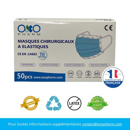 Lot de 25 000 Masques chirurgicaux de Type II