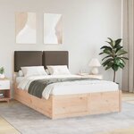vidaXL Cadre de lit avec tête de lit rembourrée Taupe 120 x 200 cm