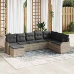 vidaXL Canapé de jardin 8 pièces avec coussins gris clair en poly rotin