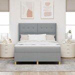 vidaXL Lit à ressorts avec bandes LED Gris clair 140 x 190 cm tissu
