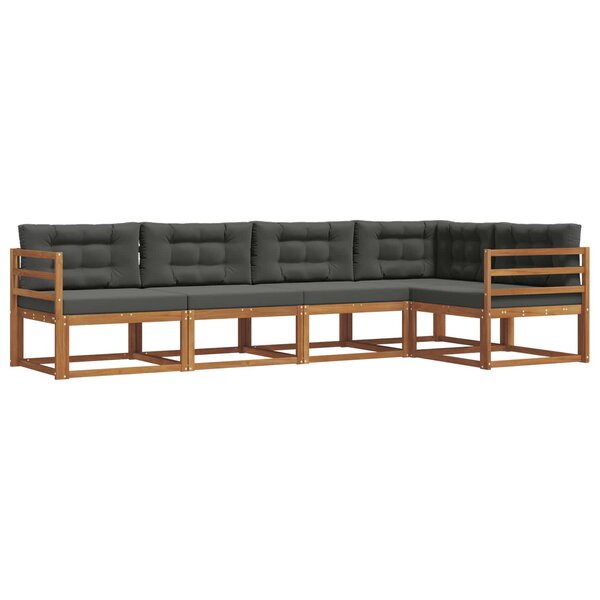 vidaXL Ensemble de canapés d'extérieur 5 Pièces Naturel et Anthracite