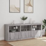 vidaXL Buffet avec lumières LED sonoma gris 181 5x37x67 cm