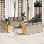 vidaXL Salon de jardin avec coussins 13 Pièces beige résine tressée