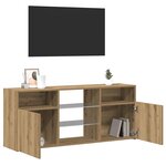 vidaXL Meuble TV avec lumières LED chêne artisanal bois d'ingénierie