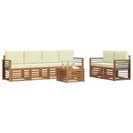 vidaXL Ensemble de canapés d'extérieur 7 Pièces Naturel et Crème