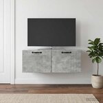 vidaXL Meuble TV mural Gris béton 78 5 x 41 x 30 cm Bois d'ingénierie
