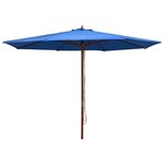 vidaXL Parasol d'extérieur avec mât en bois 350 cm Bleu