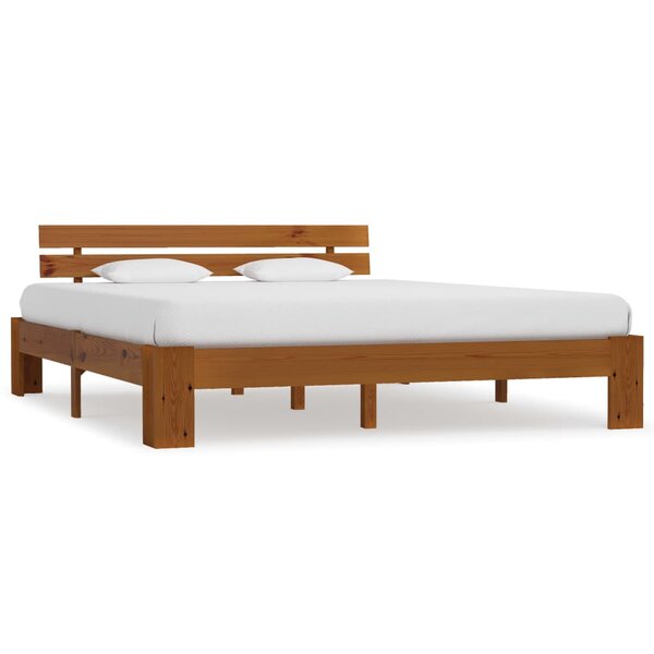 vidaXL Cadre de lit sans matelas marron miel 160x200cm bois pin massif