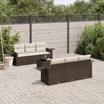vidaXL Salon de jardin avec coussins 7 Pièces marron résine tressée