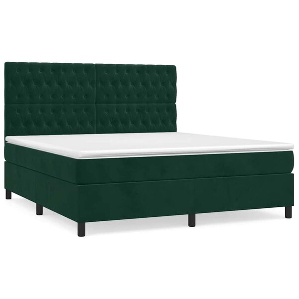 vidaXL Sommier à lattes de lit et matelas Vert foncé 180x200cm Velours