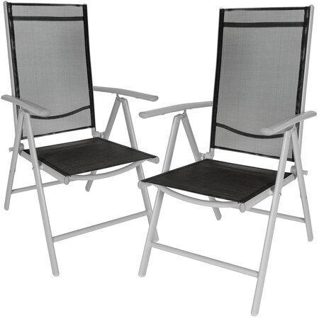 Tectake Lot de 2 chaises de jardin pliantes - noir/gris