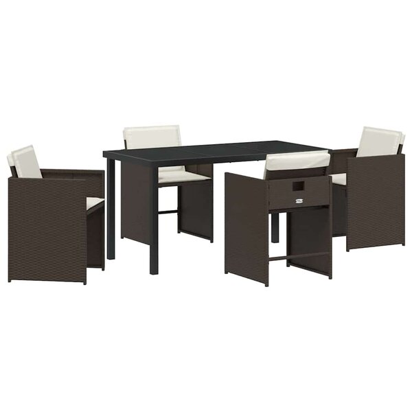 vidaXL Ensemble de salle à manger pour jardin 5 Pièces Marron polyrotin