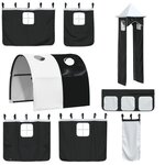 vidaXL Lit superposé sans matelas avec toboggan blanc noir 90x200 cm