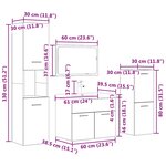 vidaXL Ensemble de meubles de salle de bain 5 Pièces gris béton
