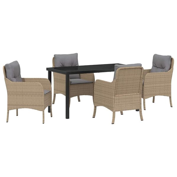 vidaXL Ensemble de salle à manger pour jardin 5 Pièces Beige Poly rotin