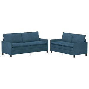 vidaXL Ensemble de Canapés 2 pc Bleu Velours