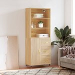 vidaXL Buffet haut Chêne sonoma 69 5x34x180 cm Bois d'ingénierie