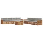 vidaXL Ensemble de canapés d'extérieur 9 Pièces Gris Naturel et Clair