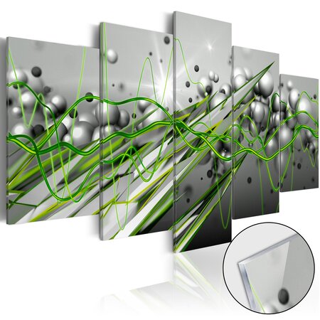 Tableau sur verre acrylique - green rhythm [glass] l x h en cm 200x100