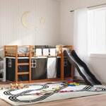 vidaXL Lit superposé sans matelas avec toboggan blanc noir 90x200 cm