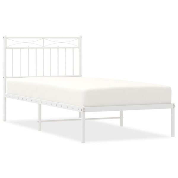 vidaXL Cadre de lit métal avec tête de lit blanc 90x200 cm