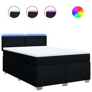 vidaXL Sommier à lattes de lit avec matelas Noir 140x200 cm Tissu