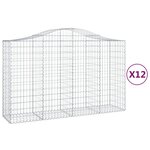 vidaXL Paniers à gabions arqués 12 Pièces 200x50x120/140 cm Fer galvanisé