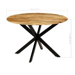vidaXL Table à manger Bois de manguier brut massif et acier 120x77 cm