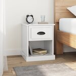 vidaXL Table de chevet blanc brillant 39x39x47 5 cm Bois d’ingénierie