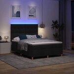 vidaXL Lit à ressort LED avec matelas Noir 160 x 200 cm tissu