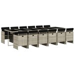 vidaXL Ensemble à manger de jardin et coussins 13 Pièces gris clair rotin