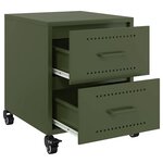 vidaXL Tables de chevet 2 Pièces vert olive 36x39x43 5 cm acier